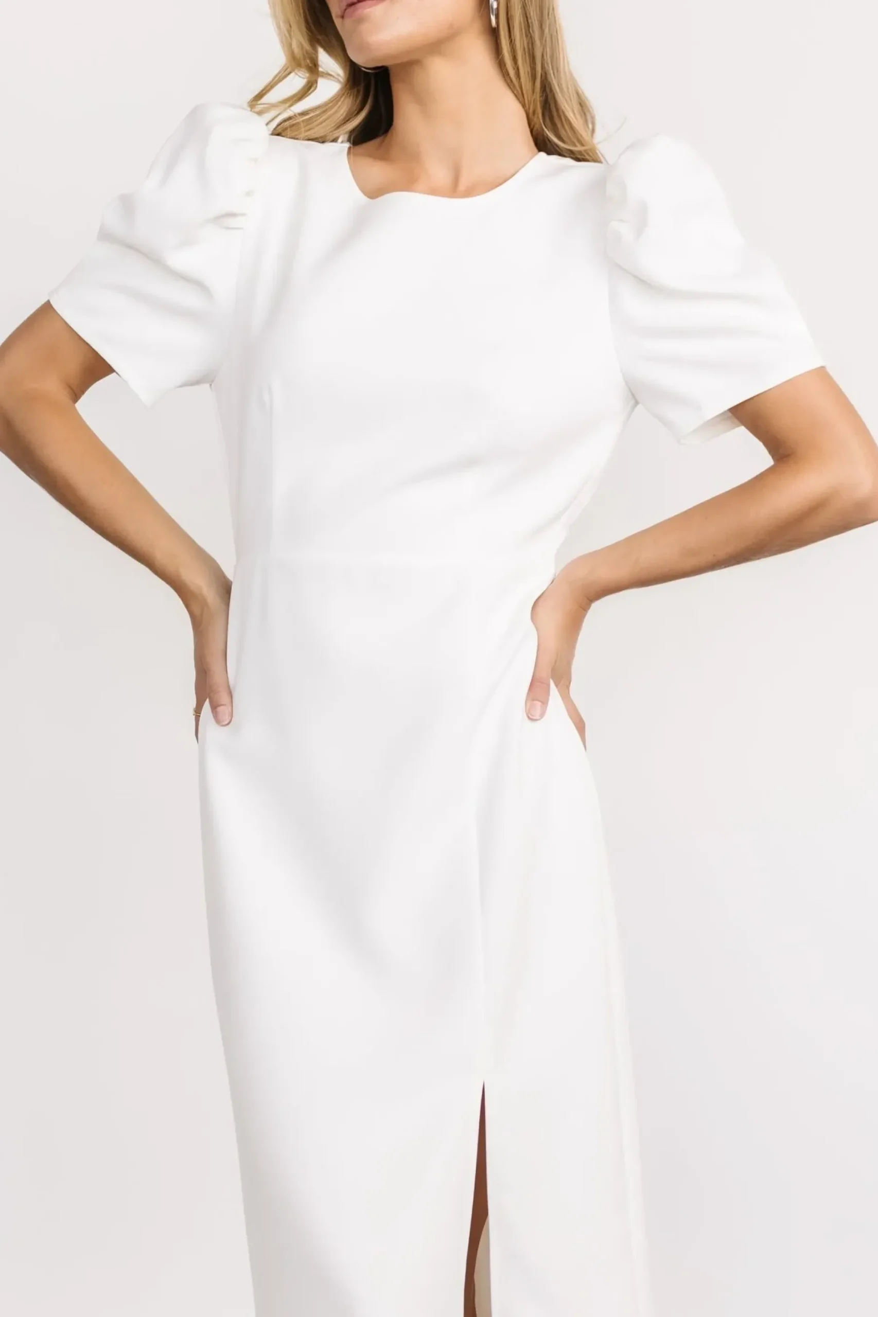 Baltic Born midi dresses|WEDDING SUITE|Younge Puff Sleeve Midi Dress | Off White