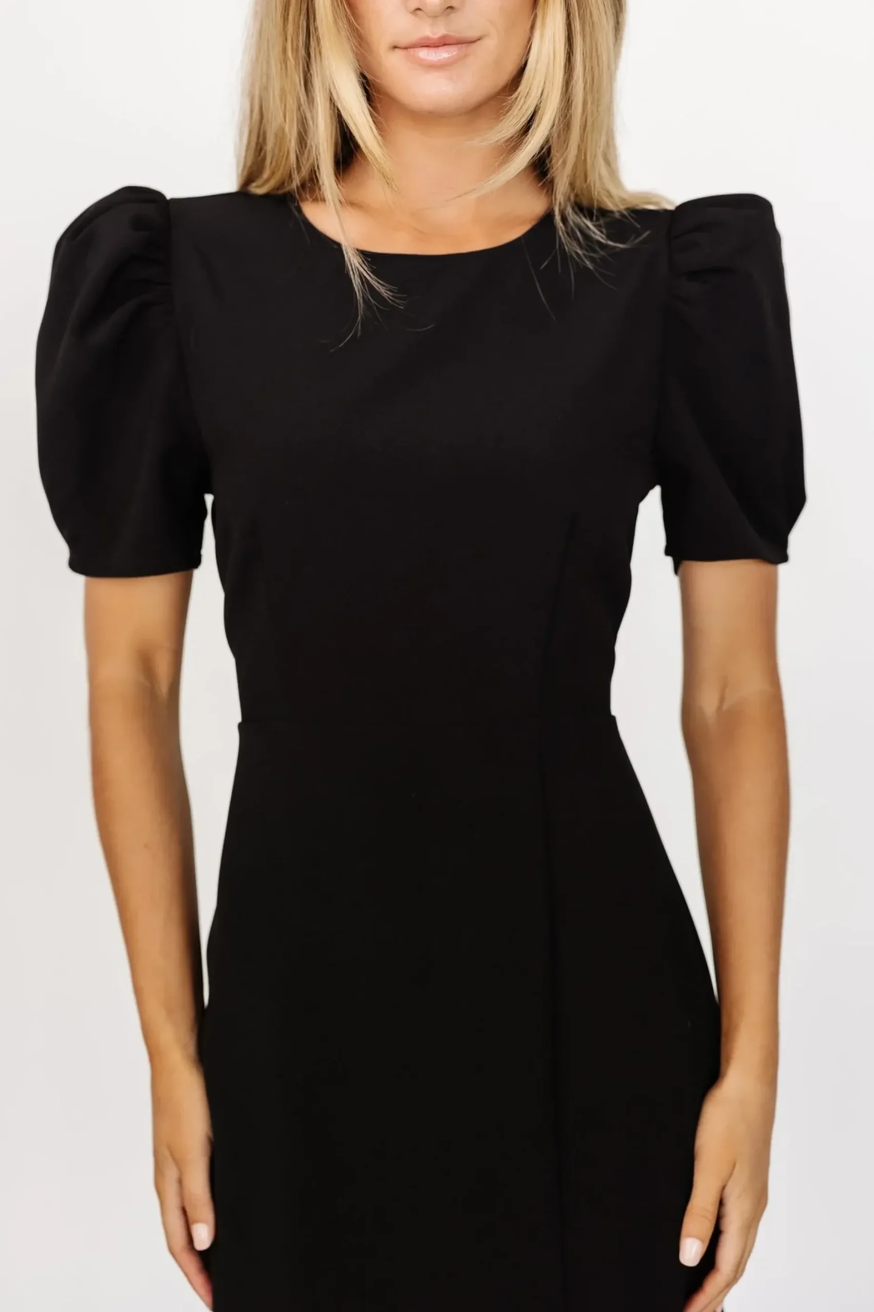 Baltic Born midi dresses|WEDDING SUITE|Younge Puff Sleeve Midi Dress | Black