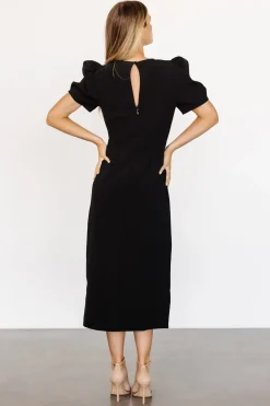 Baltic Born midi dresses|WEDDING SUITE|Younge Puff Sleeve Midi Dress | Black