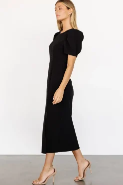 Baltic Born midi dresses|WEDDING SUITE|Younge Puff Sleeve Midi Dress | Black
