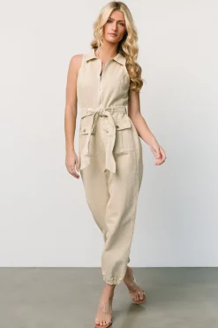 Baltic Born JUMPSUITS + ROMPERS|Zahara Sleeveless Jumpsuit | Sand