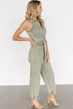 Baltic Born JUMPSUITS + ROMPERS|Zahara Sleeveless Jumpsuit | Washed Olive