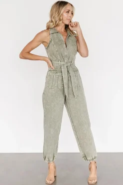 Baltic Born JUMPSUITS + ROMPERS|Zahara Sleeveless Jumpsuit | Washed Olive