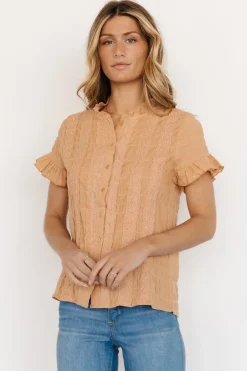 Baltic Born blouses + shirts|Zara Lace Top | Camel