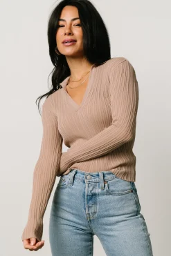 Baltic Born blouses + shirts|Zia Knit Top | Tan