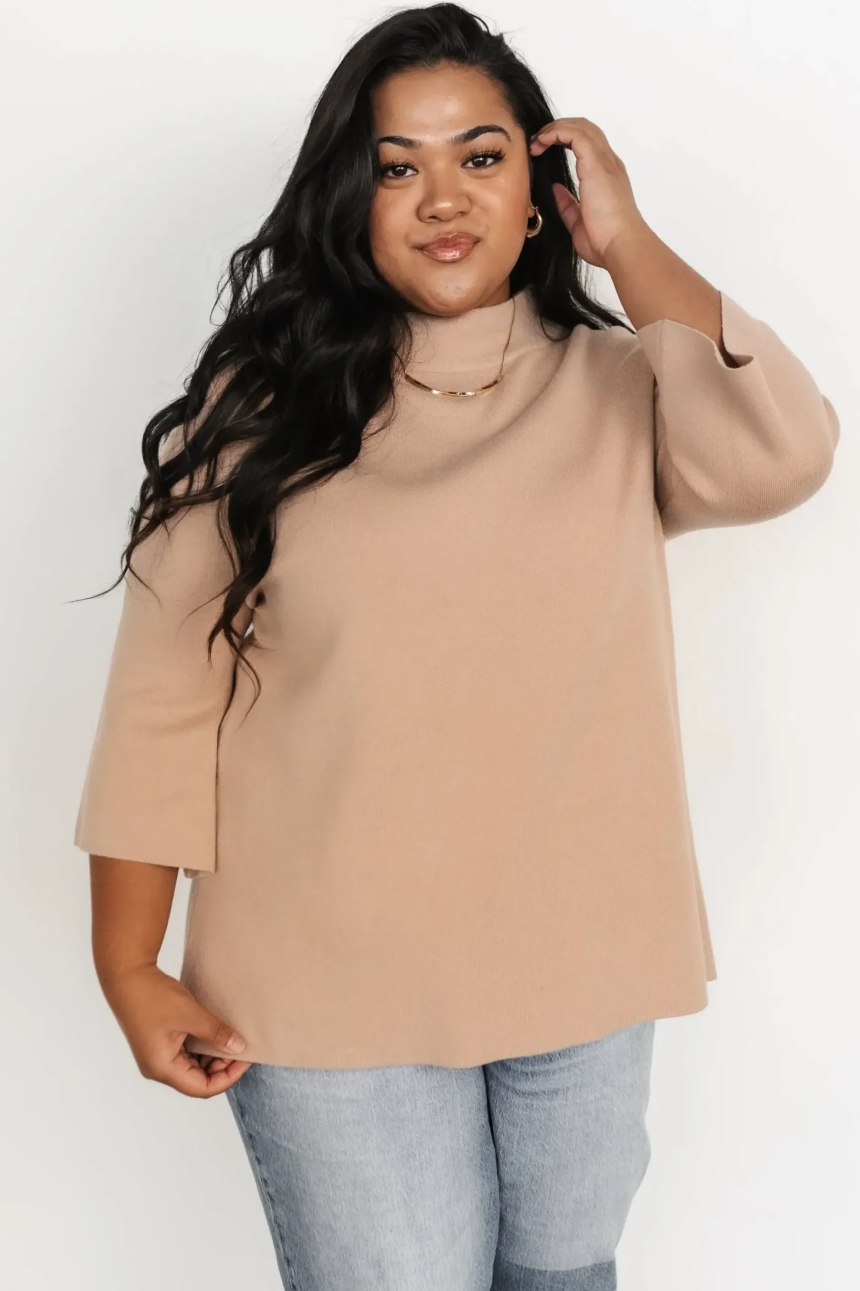 Baltic Born EXTENDED SIZING|Zola Bell Sleeve Sweater | Beige