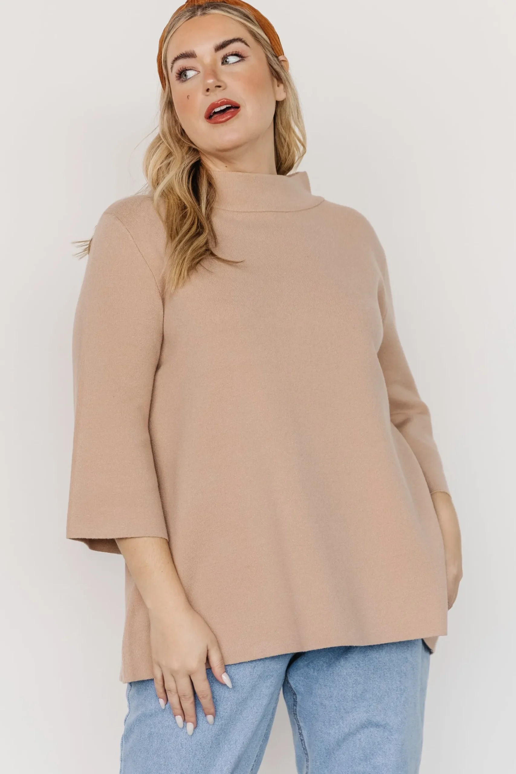 Baltic Born EXTENDED SIZING|Zola Bell Sleeve Sweater | Beige