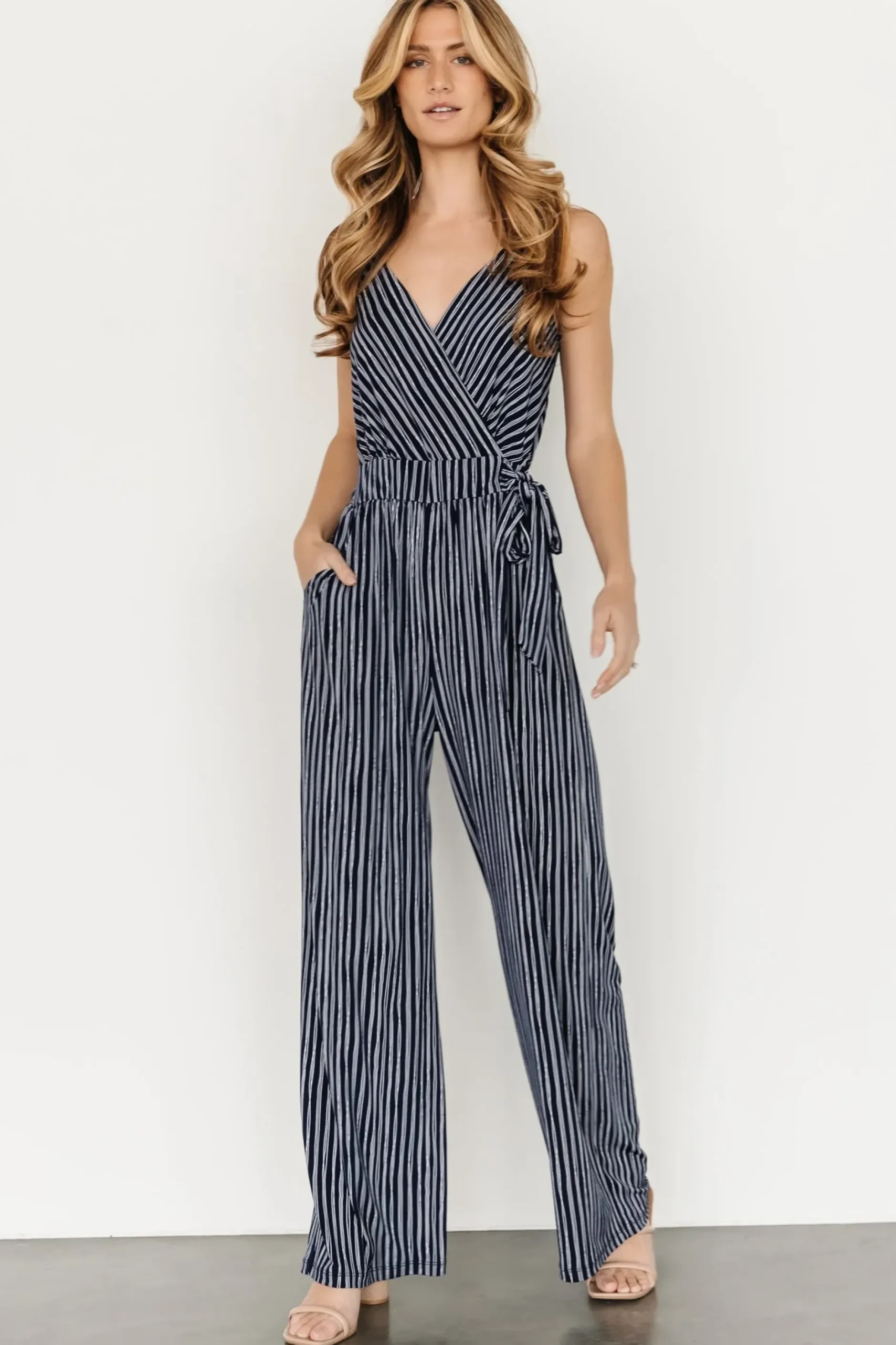 Baltic Born SALE|Zuri Tank Jumpsuit | Navy Stripe