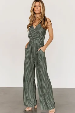 Baltic Born SALE|Zuri Tank Jumpsuit | Olive Stripe