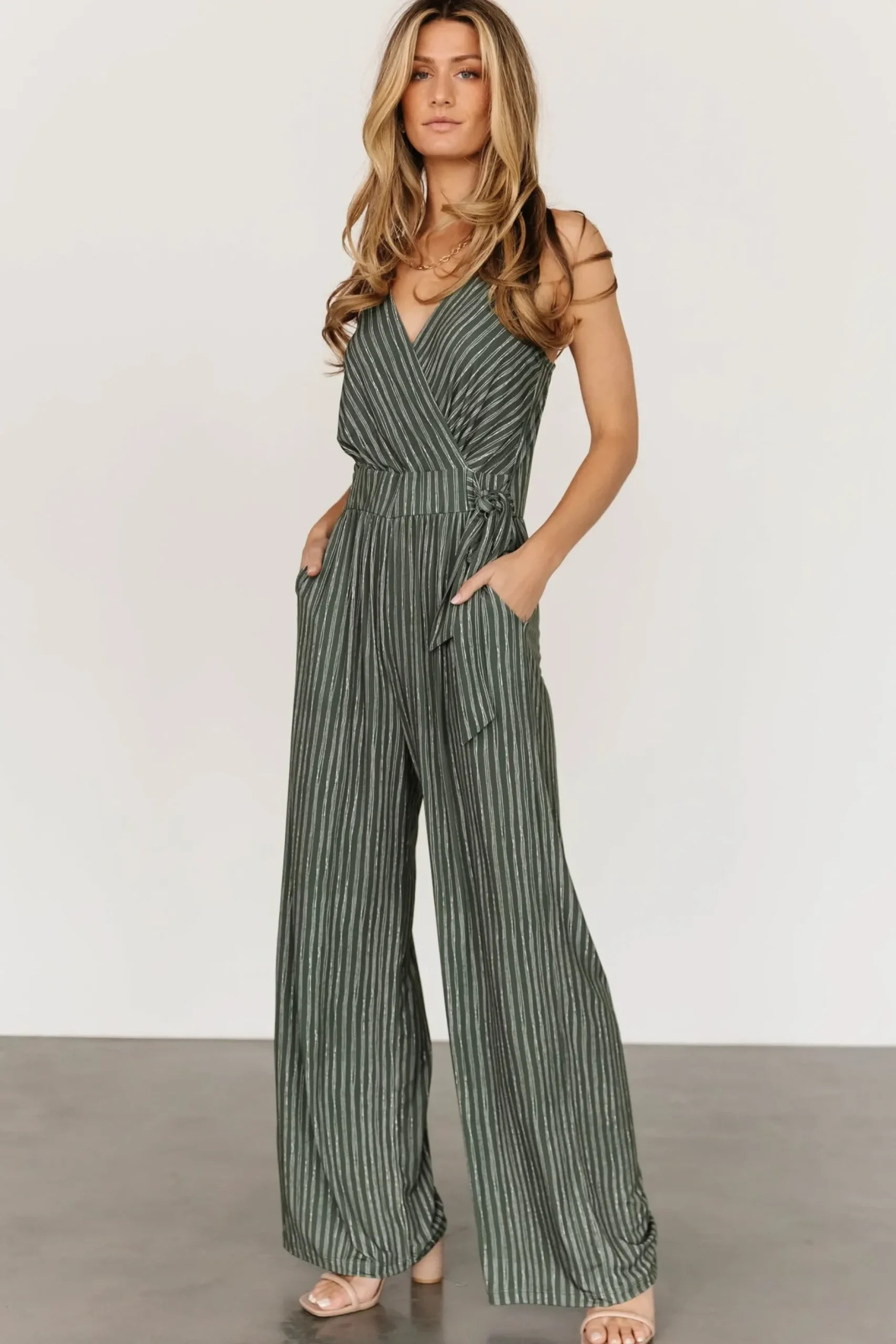 Baltic Born SALE|Zuri Tank Jumpsuit | Olive Stripe