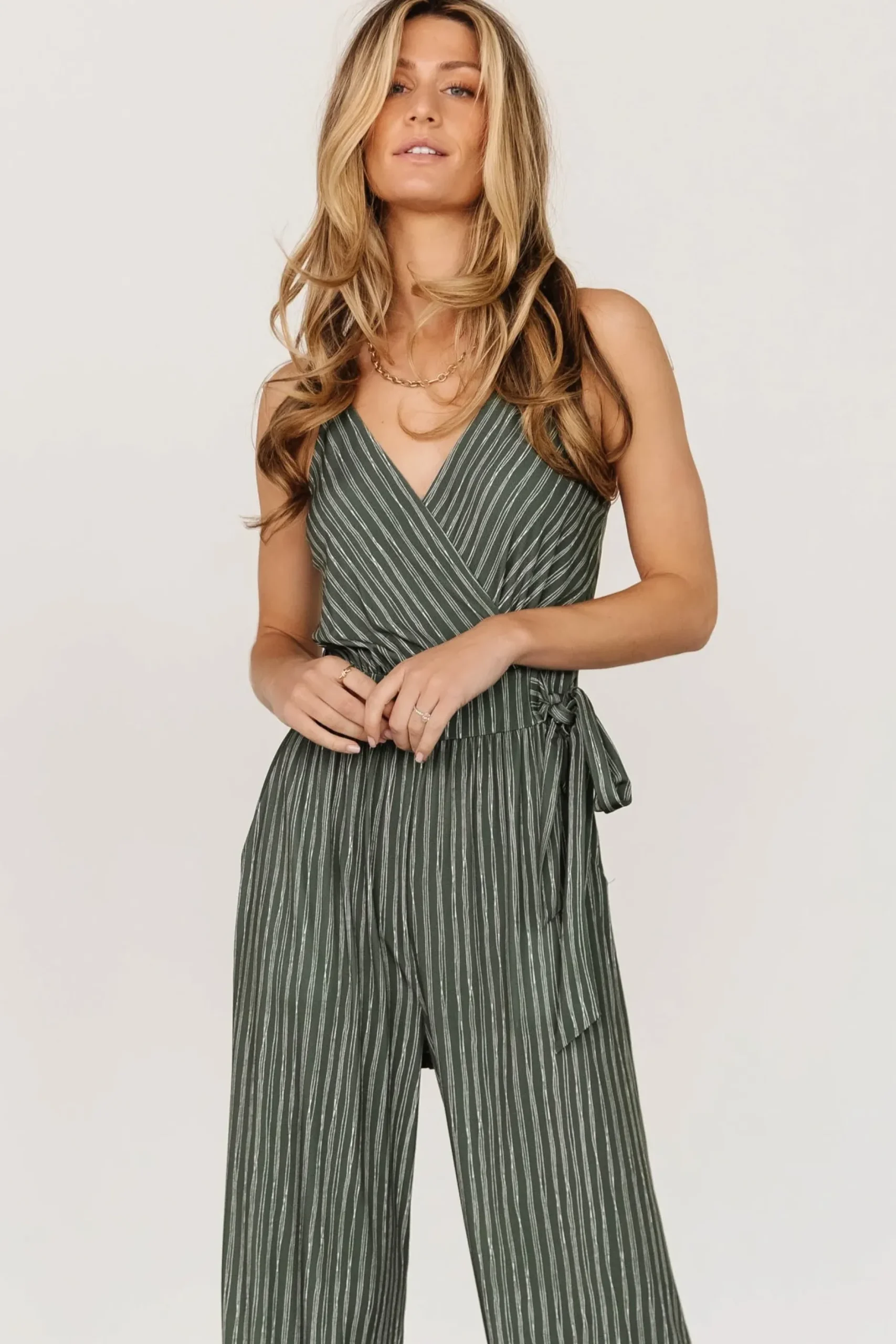 Baltic Born SALE|Zuri Tank Jumpsuit | Olive Stripe